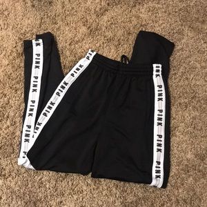 Pink track pants